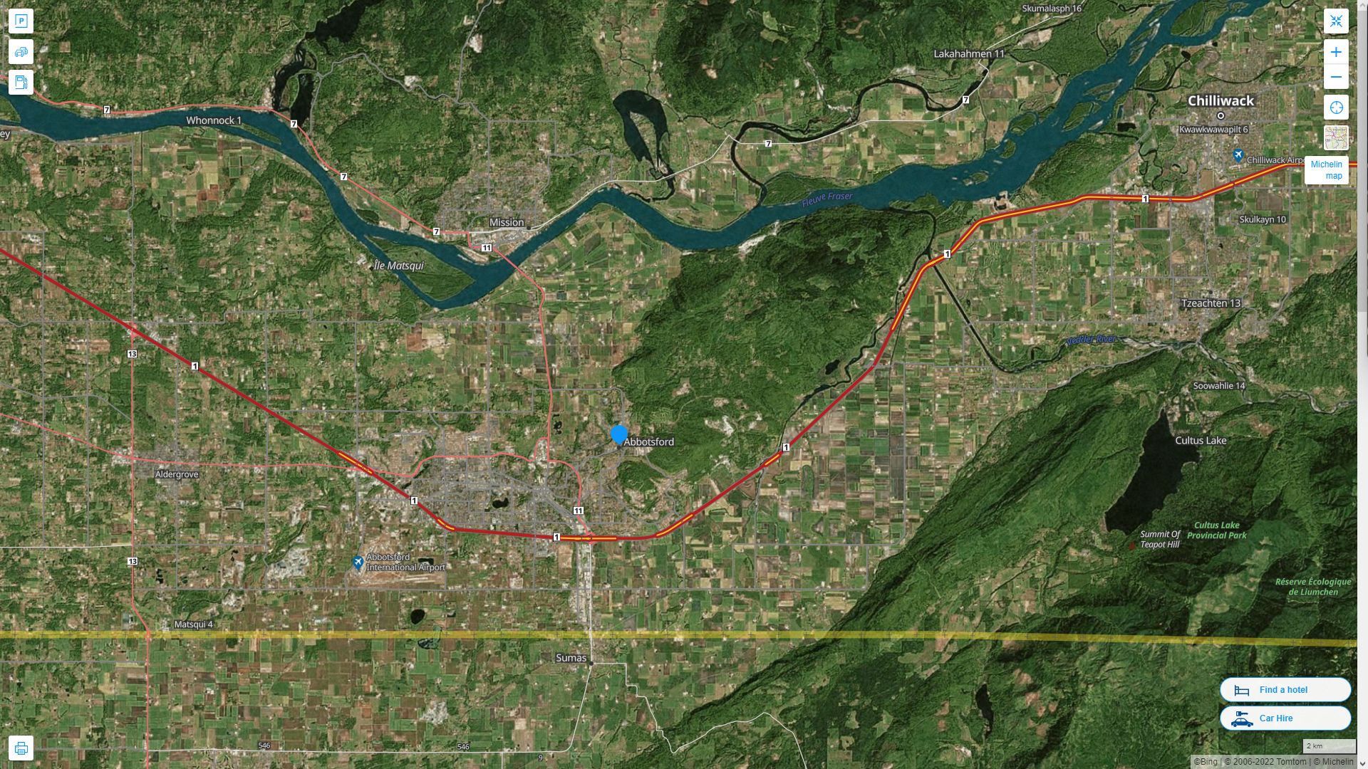 Abbotsford Highway and Road Map with Satellite View